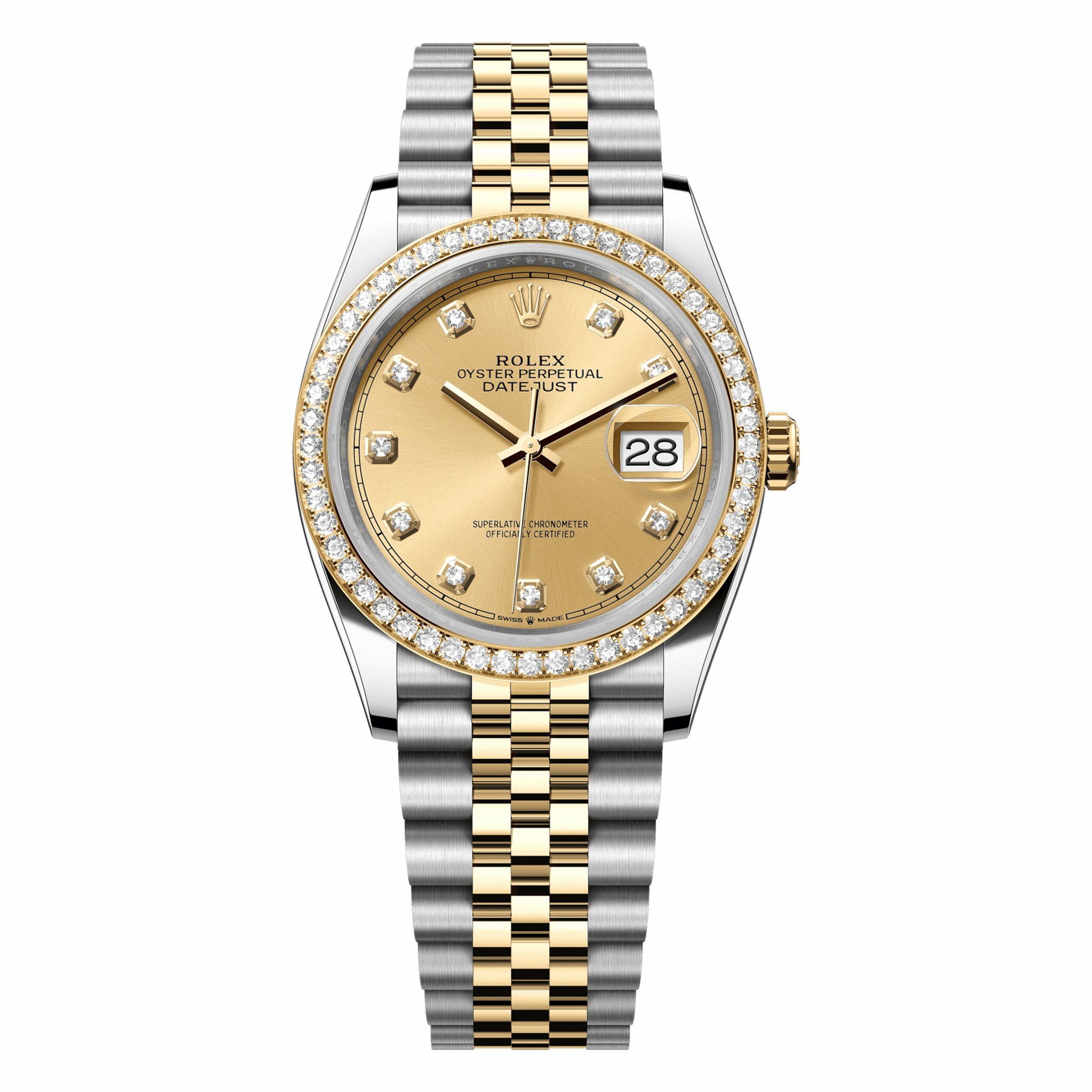 Rolex Datejust 36mm 126283RBR Yellow Gold, Diamond Bezel, Champagne Diamond Dial, Worn 2022 3