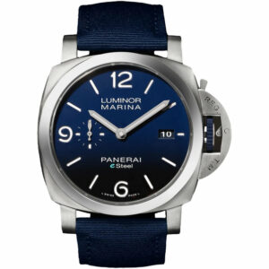 Panerai Luminor eSteel Marina 44mm PAM01157 Blue Index and Numeral Dial, Worn 2023