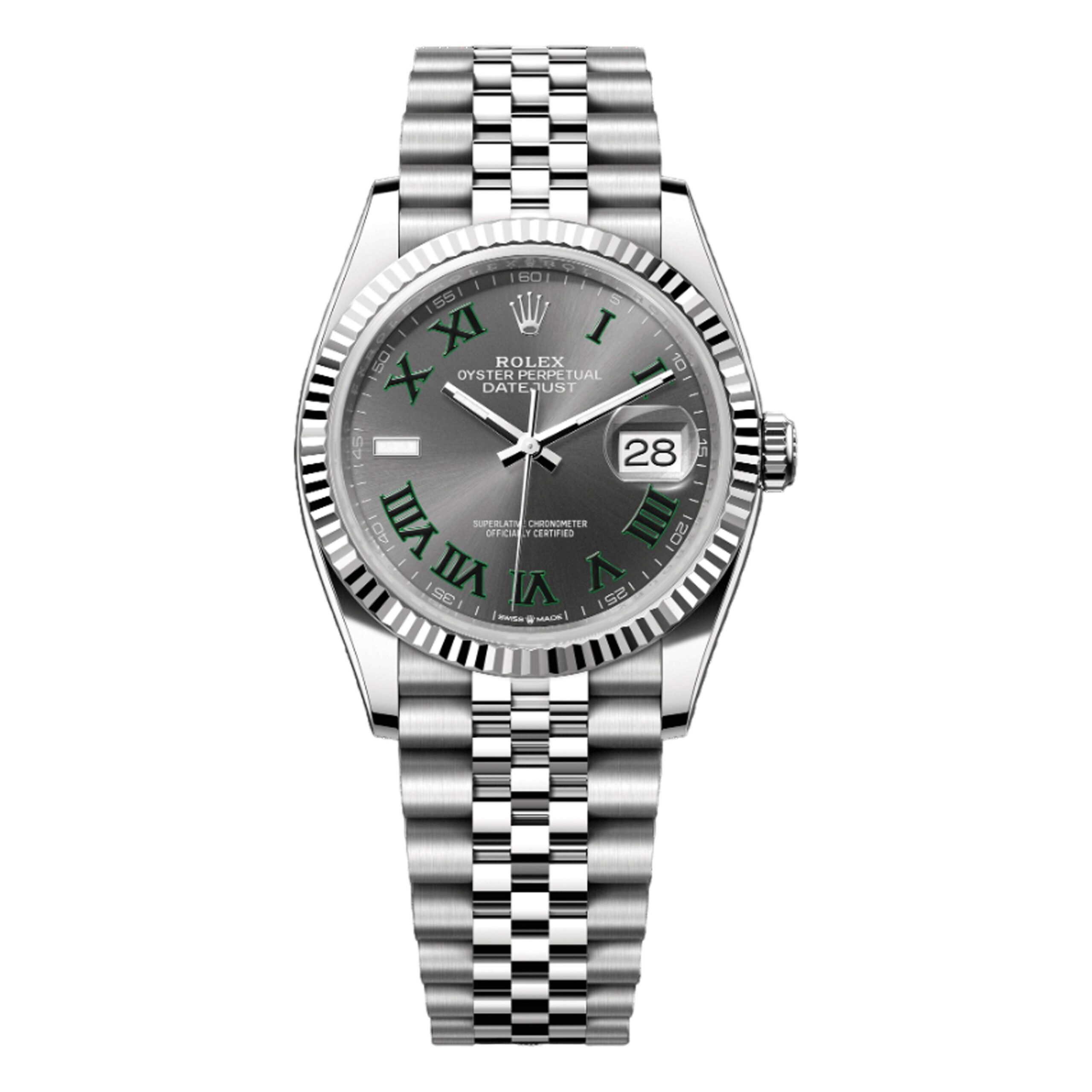 Rolex Datejust Wimbledon 36mm 126234 Grey and Green Roman Dial, Unworn 2026 3