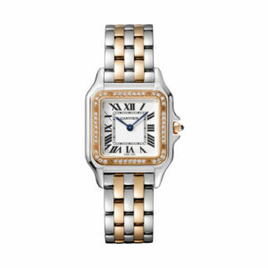 Cartier Panthere 27 mm x 37 mm W3PN0007 Diamond Bezel, Rose Gold, Silver Roman Dial, Worn 2023