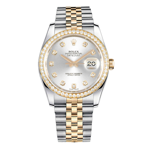 Rolex Datejust 36mm 116243 Diamond Bezel, Silver Diamond Dial, Worn 2013 1