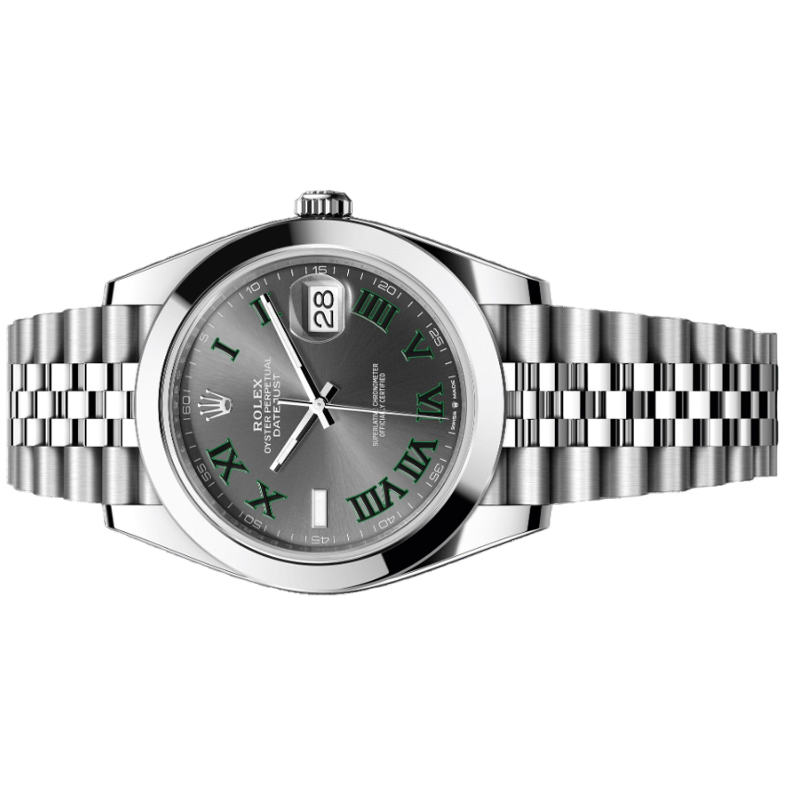 Rolex Datejust Wimbledon 41mm 126300 Smooth Bezel, Grey and Green Roman Dial, Unworn 2026 4