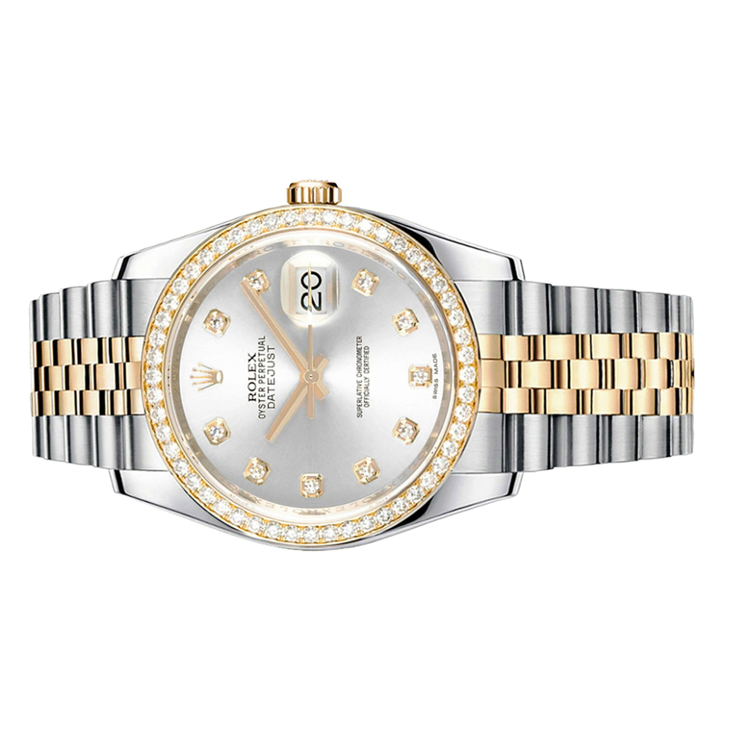 Rolex Datejust 36mm 116243 Diamond Bezel, Silver Diamond Dial, Worn 2013 4