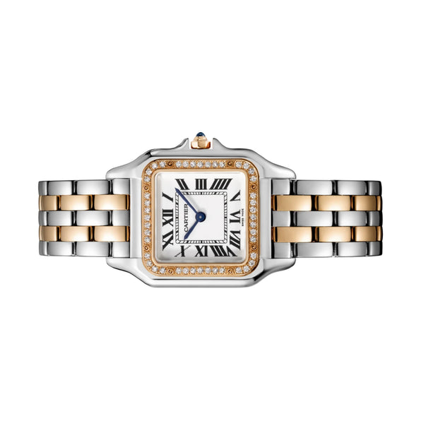 Cartier Panthere 27 mm x 37 mm W3PN0007 Diamond Bezel, Rose Gold, Silver Roman Dial, Worn 2023 2
